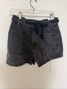 Free People We The Free Washed Black Drawstring Pocket Women's Shorts